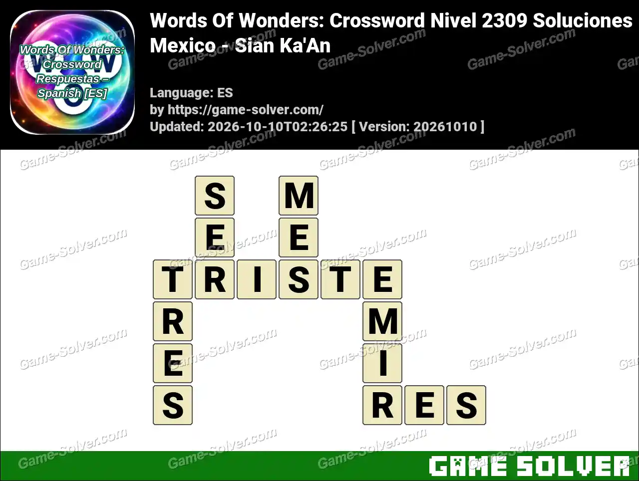 Words Of Wonders: Crossword Nivel 2309 Soluciones – Mexico – Sian Ka’An